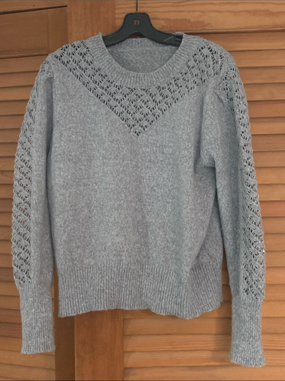 Light Gray Open-Knit Detail Women's Sweater